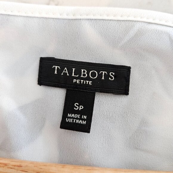 TALBOTS Blue and White Floral Long Sleeve Blouse Pleated Sleeves, Size Small - Picture 5 of 9